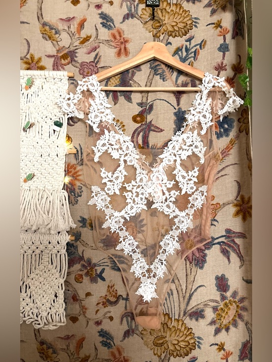 Victoria's Secret Other - Victoria's Secret Nude and White Lace Bodysuit